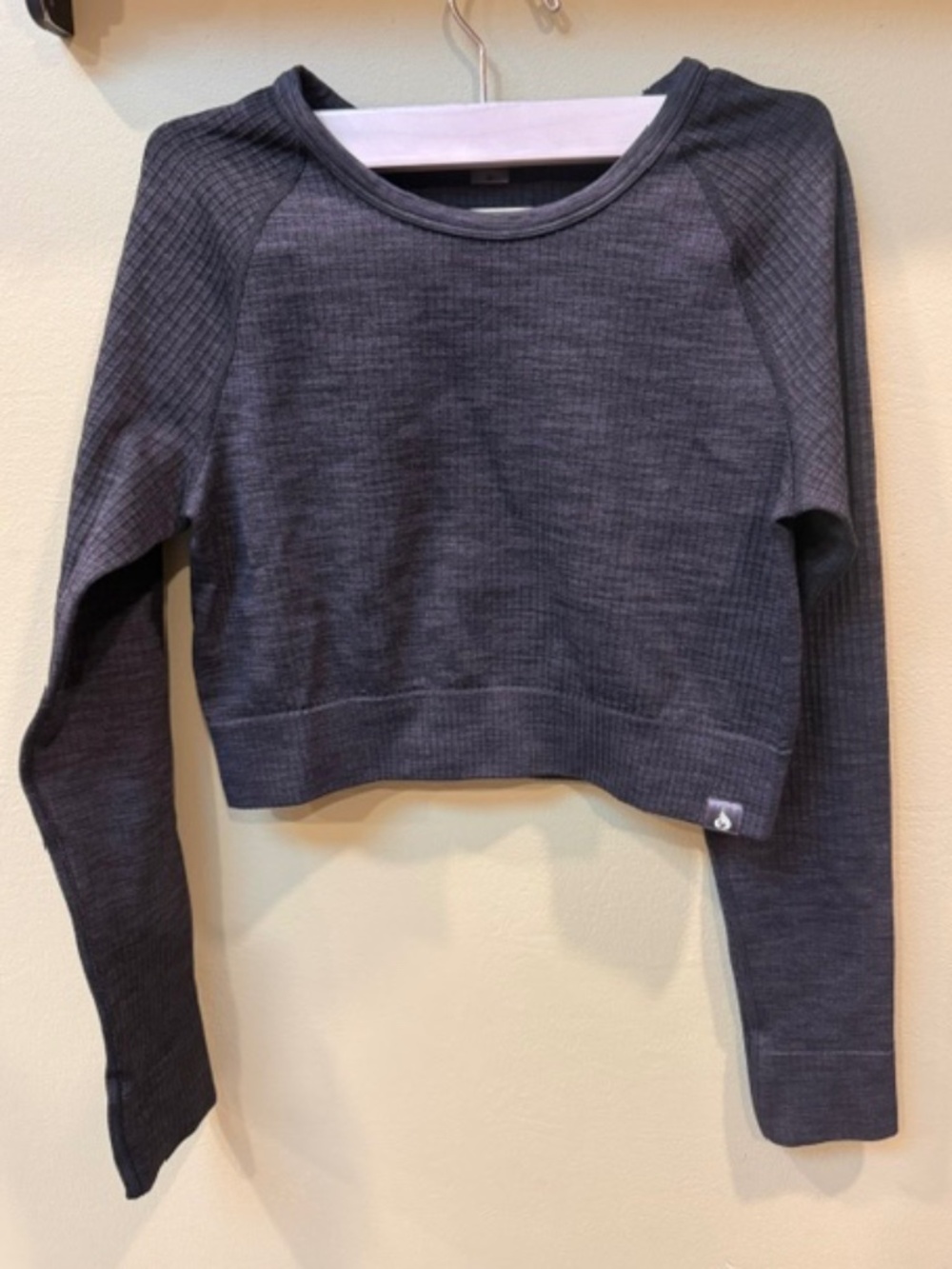 Ryderwear Grey Heathered Ribbed Seamless Long Sleeve Cropped Top Size Small A008